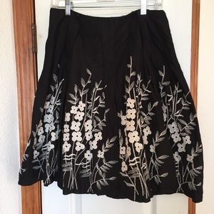 Black floral embroidered skirt